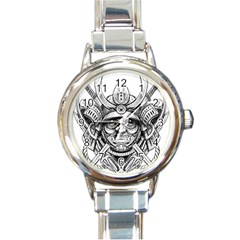 Drawing Samurai Tattoo Sketch Japanese Samurai Round Italian Charm Watch