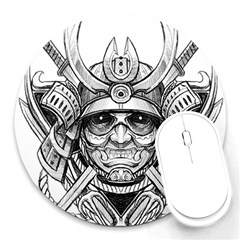 Drawing Samurai Tattoo Sketch Japanese Samurai Round Mousepad