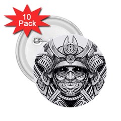 Drawing Samurai Tattoo Sketch Japanese Samurai 2 25  Buttons (10 Pack)  by Mog4mog4