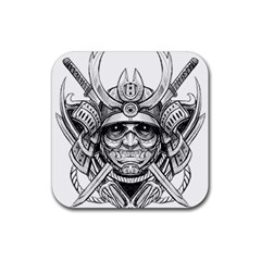 Drawing Samurai Tattoo Sketch Japanese Samurai Rubber Coaster (square) by Mog4mog4