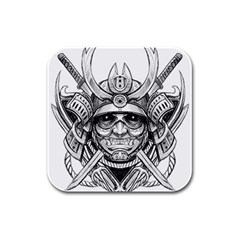 Drawing Samurai Tattoo Sketch Japanese Samurai Rubber Square Coaster (4 Pack) by Mog4mog4