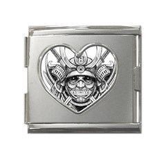 Drawing Samurai Tattoo Sketch Japanese Samurai Mega Link Heart Italian Charm (18mm) by Mog4mog4