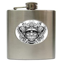 Drawing Samurai Tattoo Sketch Japanese Samurai Hip Flask (6 Oz) by Mog4mog4