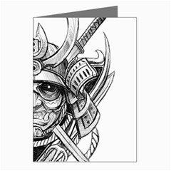 Drawing Samurai Tattoo Sketch Japanese Samurai Greeting Cards (pkg Of 8) by Mog4mog4