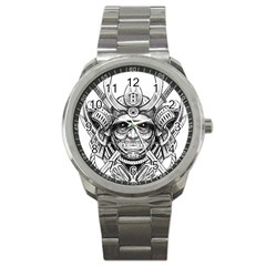 Drawing Samurai Tattoo Sketch Japanese Samurai Sport Metal Watch