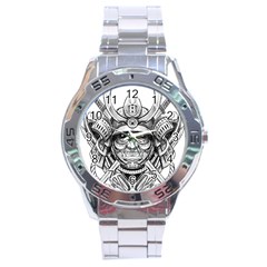 Drawing Samurai Tattoo Sketch Japanese Samurai Stainless Steel Analogue Watch