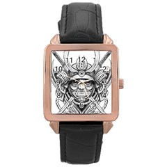 Drawing Samurai Tattoo Sketch Japanese Samurai Rose Gold Leather Watch  by Mog4mog4