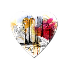 New York City Skyline Vector Illustration Heart Magnet by Mog4mog4