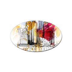 New York City Skyline Vector Illustration Sticker Oval (10 Pack) by Mog4mog4