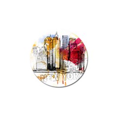 New York City Skyline Vector Illustration Golf Ball Marker by Mog4mog4