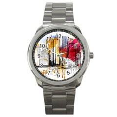 New York City Skyline Vector Illustration Sport Metal Watch by Mog4mog4