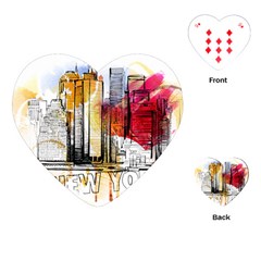 New York City Skyline Vector Illustration Playing Cards Single Design (heart) by Mog4mog4