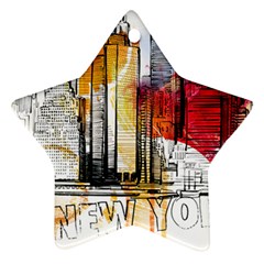 New York City Skyline Vector Illustration Star Ornament (two Sides) by Mog4mog4