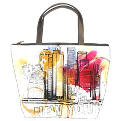 New York City Skyline Vector Illustration Bucket Bag by Mog4mog4