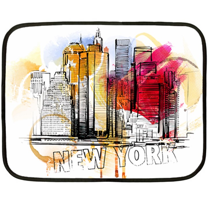 New York City Skyline Vector Illustration Two Sides Fleece Blanket (Mini)