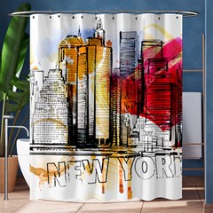 New York City Skyline Vector Illustration Shower Curtain 60  X 72  (medium)  by Mog4mog4