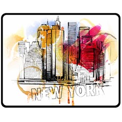 New York City Skyline Vector Illustration Two Sides Fleece Blanket (medium) by Mog4mog4