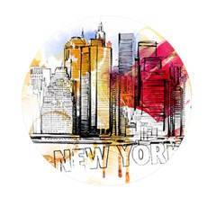 New York City Skyline Vector Illustration Mini Round Pill Box (pack Of 5) by Mog4mog4