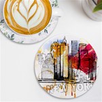 New York City Skyline Vector Illustration UV Print Round Tile Coaster Front