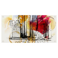 New York City Skyline Vector Illustration Banner And Sign 4  X 2  by Mog4mog4