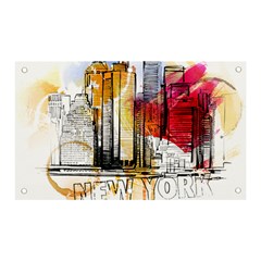 New York City Skyline Vector Illustration Banner And Sign 5  X 3  by Mog4mog4