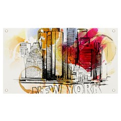 New York City Skyline Vector Illustration Banner And Sign 7  X 4  by Mog4mog4