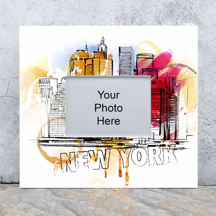 New York City Skyline Vector Illustration White Wall Photo Frame 5  x 7 