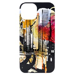 New York City Skyline Vector Illustration Iphone 14 Black Uv Print Case by Mog4mog4