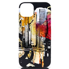 New York City Skyline Vector Illustration Iphone 14 Plus Black Uv Print Case by Mog4mog4