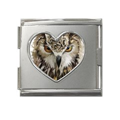 Vector Hand Painted Owl Mega Link Heart Italian Charm (18mm) by Mog4mog4