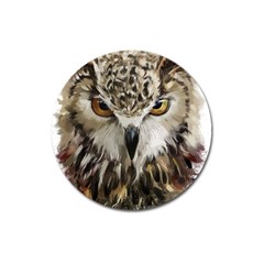 Vector Hand Painted Owl Magnet 3  (round)