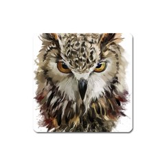 Vector Hand Painted Owl Square Magnet by Mog4mog4