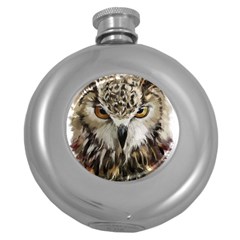 Vector Hand Painted Owl Round Hip Flask (5 Oz) by Mog4mog4