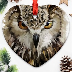 Vector Hand Painted Owl Heart Ornament (two Sides) by Mog4mog4