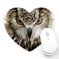 Vector Hand Painted Owl Heart Mousepad by Mog4mog4