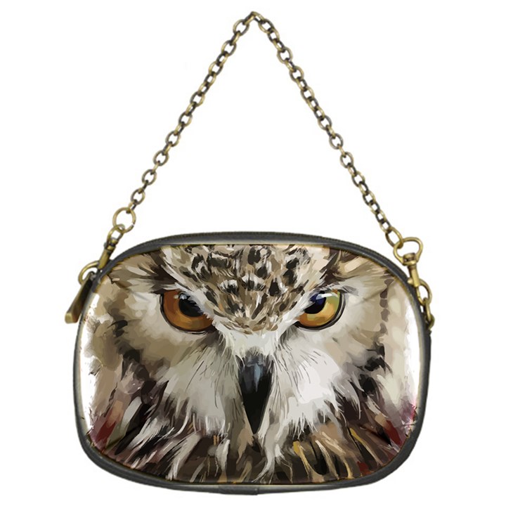 Vector Hand Painted Owl Chain Purse (One Side)