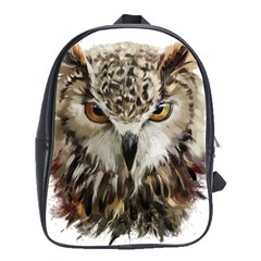 Vector Hand Painted Owl School Bag (large) by Mog4mog4