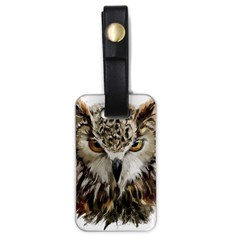 Vector Hand Painted Owl Luggage Tag (one Side) by Mog4mog4