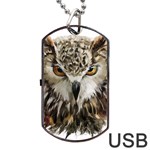 Vector Hand Painted Owl Dog Tag USB Flash (Two Sides) Front