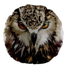 Vector Hand Painted Owl Large 18  Premium Round Cushions by Mog4mog4