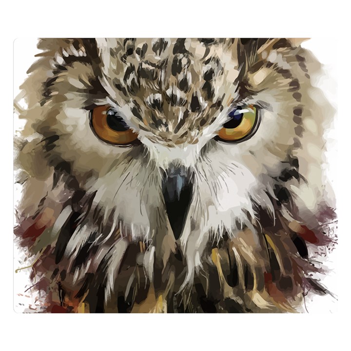 Vector Hand Painted Owl Two Sides Premium Plush Fleece Blanket (Small)