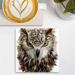 Vector Hand Painted Owl Uv Print Square Tile Coaster  by Mog4mog4