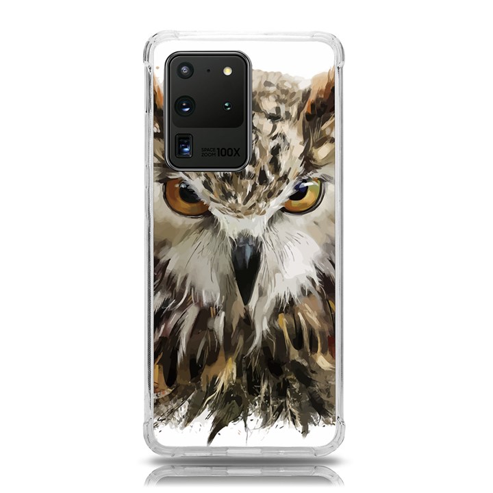 Vector Hand Painted Owl Samsung Galaxy S20 Ultra 6.9 Inch TPU UV Case