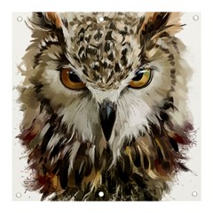 Vector Hand Painted Owl Banner And Sign 3  X 3  by Mog4mog4