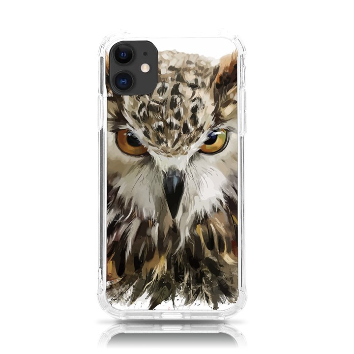 Vector Hand Painted Owl iPhone 11 TPU UV Print Case