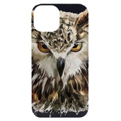 Vector Hand Painted Owl Iphone 14 Black Uv Print Case by Mog4mog4