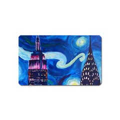 Starry Night In New York Van Gogh Manhattan Chrysler Building And Empire State Building Magnet (name Card) by Mog4mog4