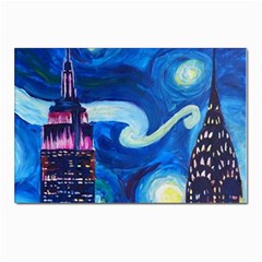 Starry Night In New York Van Gogh Manhattan Chrysler Building And Empire State Building Postcard 4 x 6  (pkg Of 10) by Mog4mog4