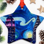 Starry Night In New York Van Gogh Manhattan Chrysler Building And Empire State Building Star Ornament (Two Sides) Front