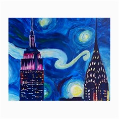 Starry Night In New York Van Gogh Manhattan Chrysler Building And Empire State Building Small Glasses Cloth (2 Sides) by Mog4mog4